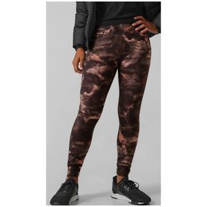 ATHLETA Girl Chit Chat Tight Brown Pink Drawstring Leggings